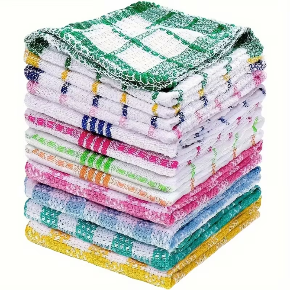 Set Of 12 Waffle Weave Space Theme Dish Cloths