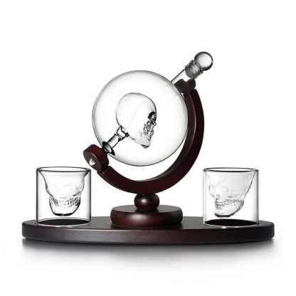 Skull Whiskey Decanter Set with 2 Shot Glasses-Wine and Whiskey Decanter
