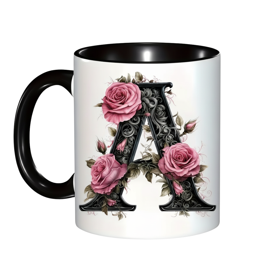 Floral Alphabet Initial Ceramic Mug For Gifting