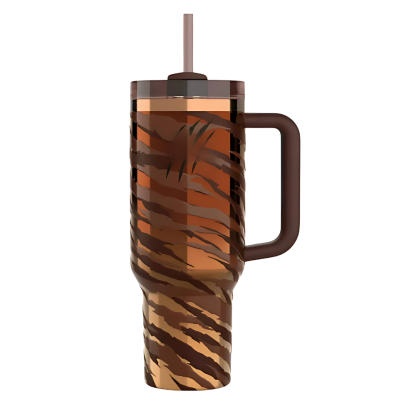 40Oz Striped Insulated Tumbler With Handle And Straw-Wine and Whiskey Decanter