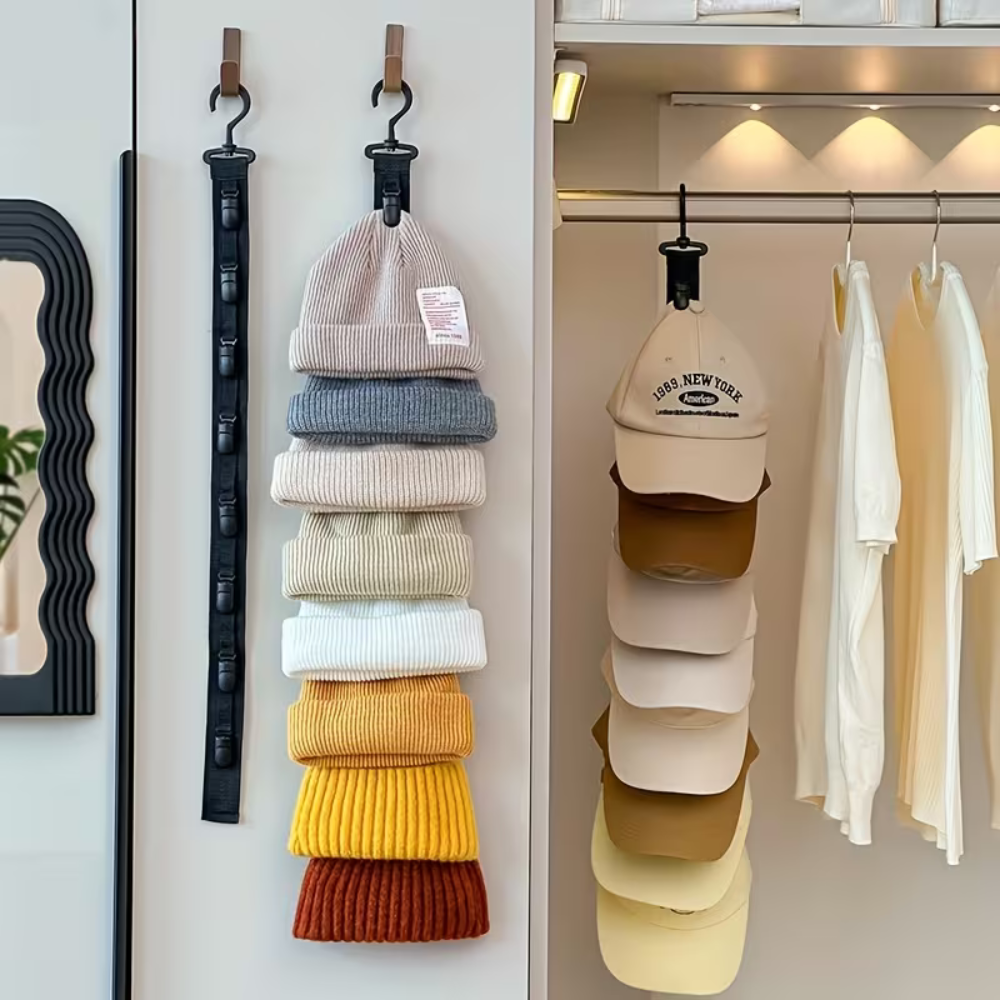 Eight Clip Closet Hat Storage Strap