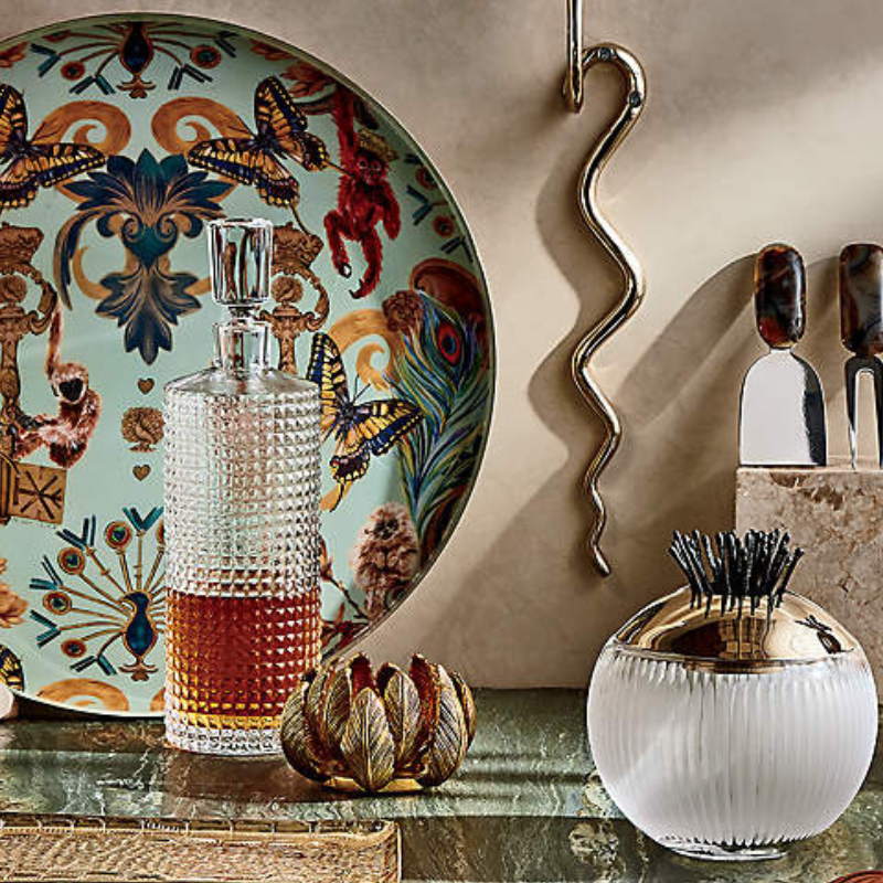 Textured Glass Stud Decanter-Wine and Whiskey Decanter