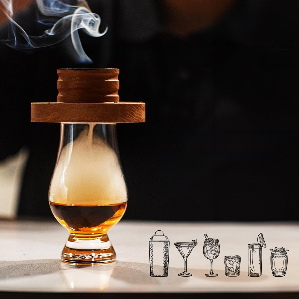 Old Fashioned Cocktail Smoker Kit With Wood Chips-Wine and Whiskey Decanter