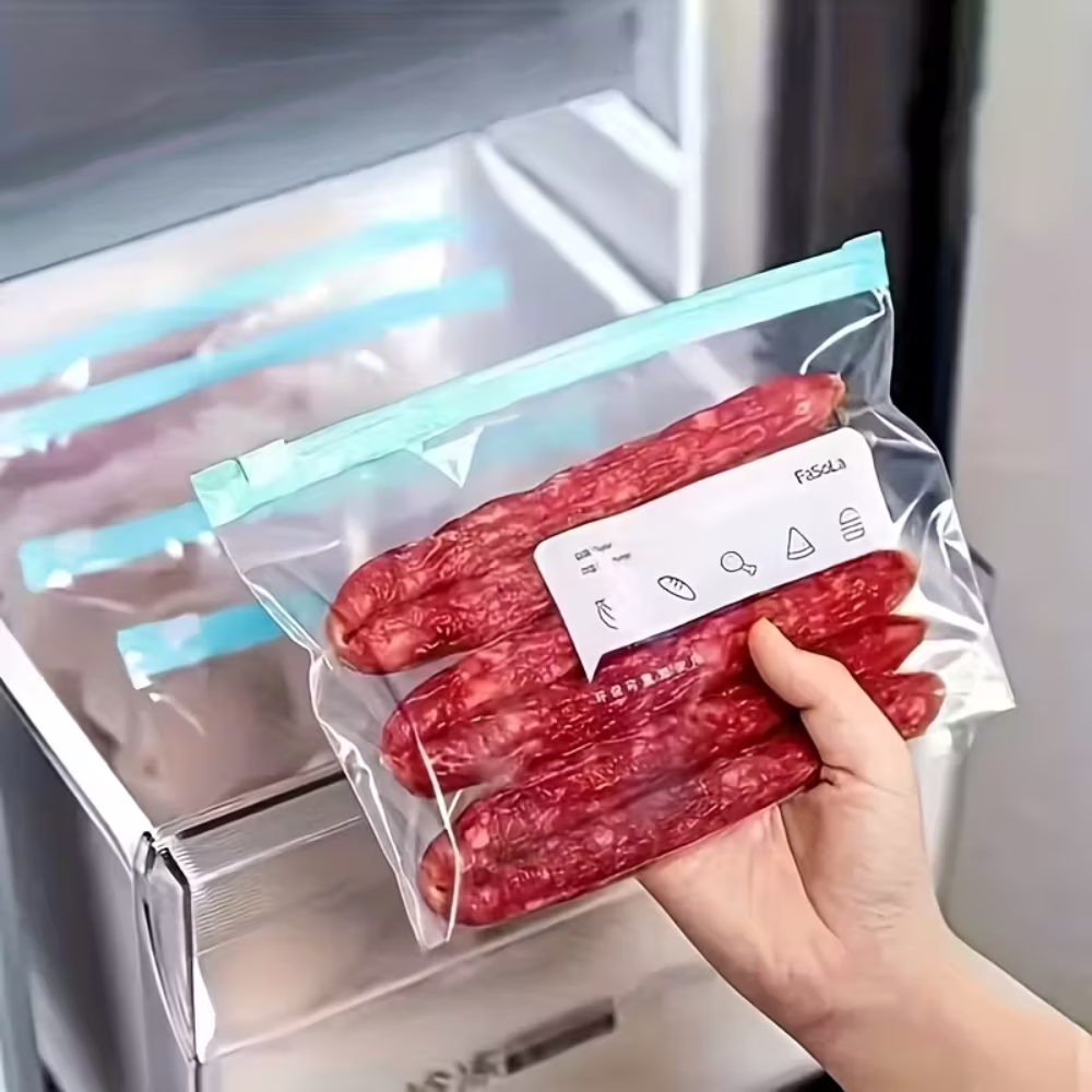 60pcs 3 Sizes Zipper Closure Fresh Keeping Bags, Food Storage Organizer Bags