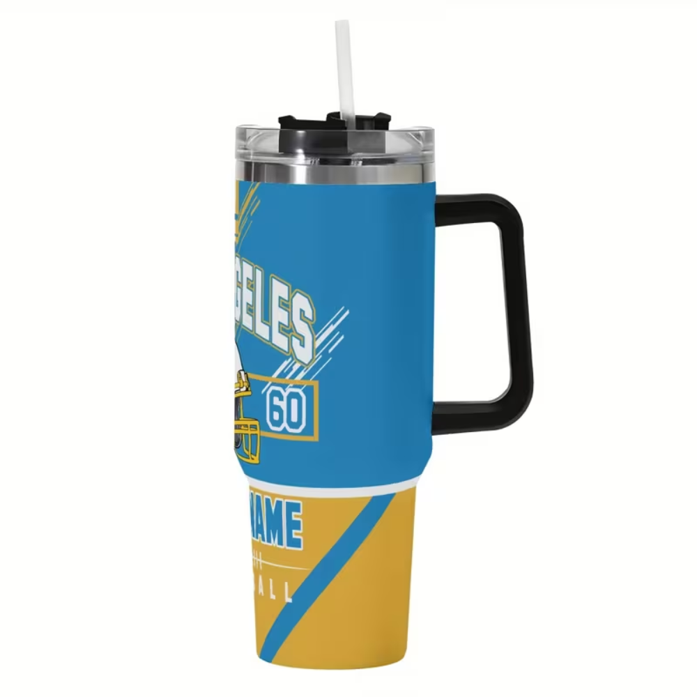 Los Angeles Football 40oz Tumbler with Name, Handle & Straw
