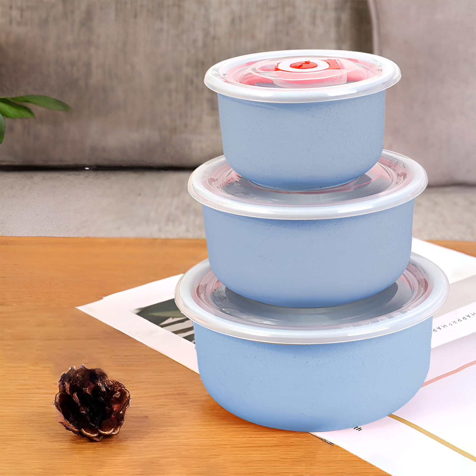 3 Piece Leakproof Food Storage Containers Set with Lids - BPA Free Kitchen Meal Prep