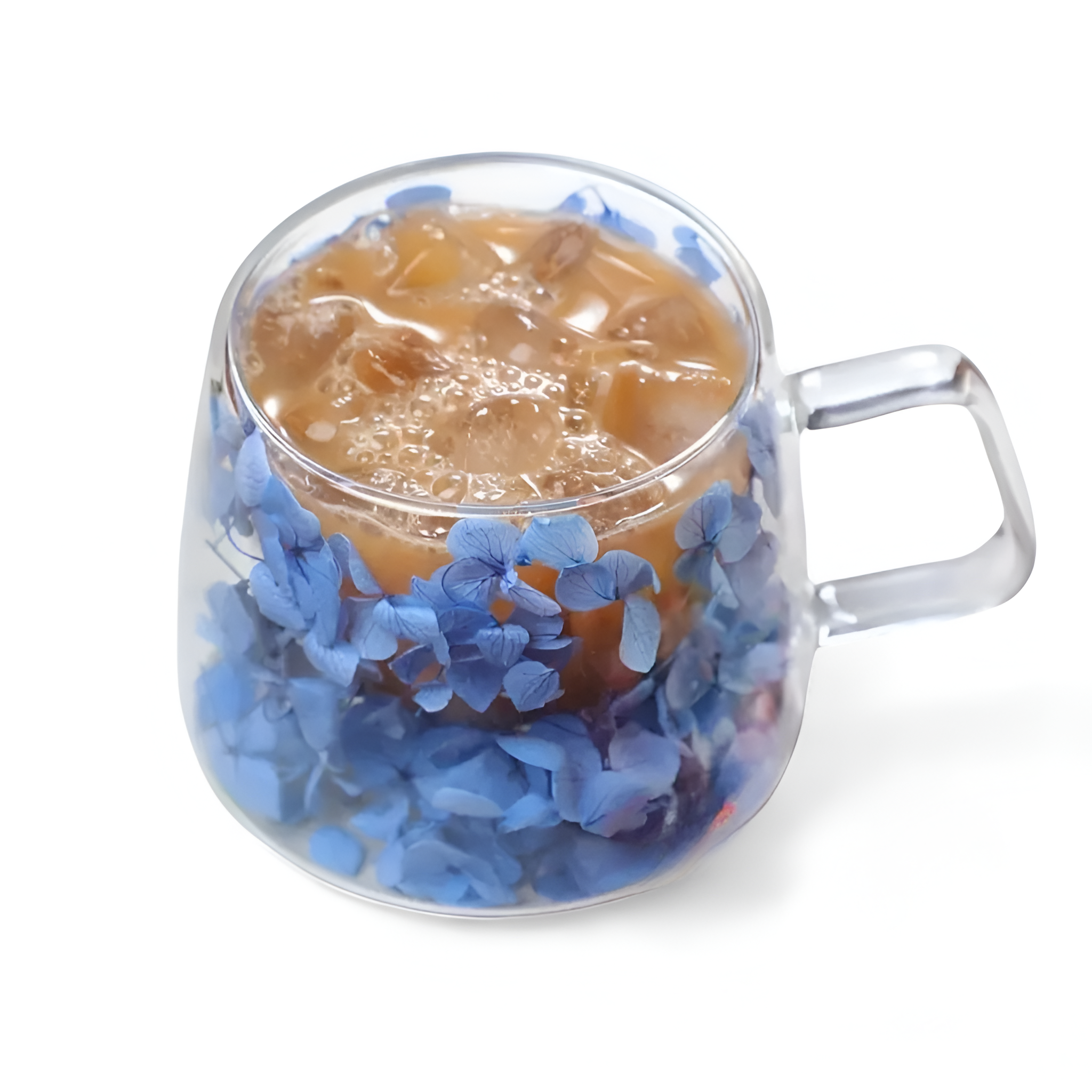Flowers Inside Glass Coffee Mug