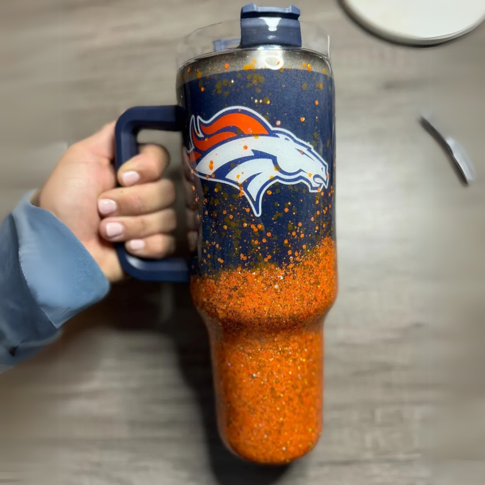 Denver Broncos Double Wall Insulated Tumbler With Handle-Wine and Whiskey Decanter