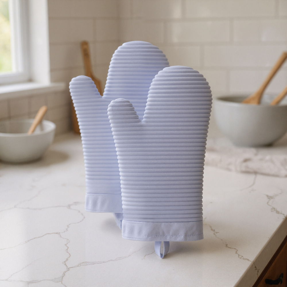 Ribbed Soft Silicone Oven Mitt Set