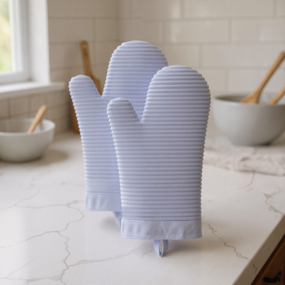 Ribbed Soft Silicone Oven Mitt Set
