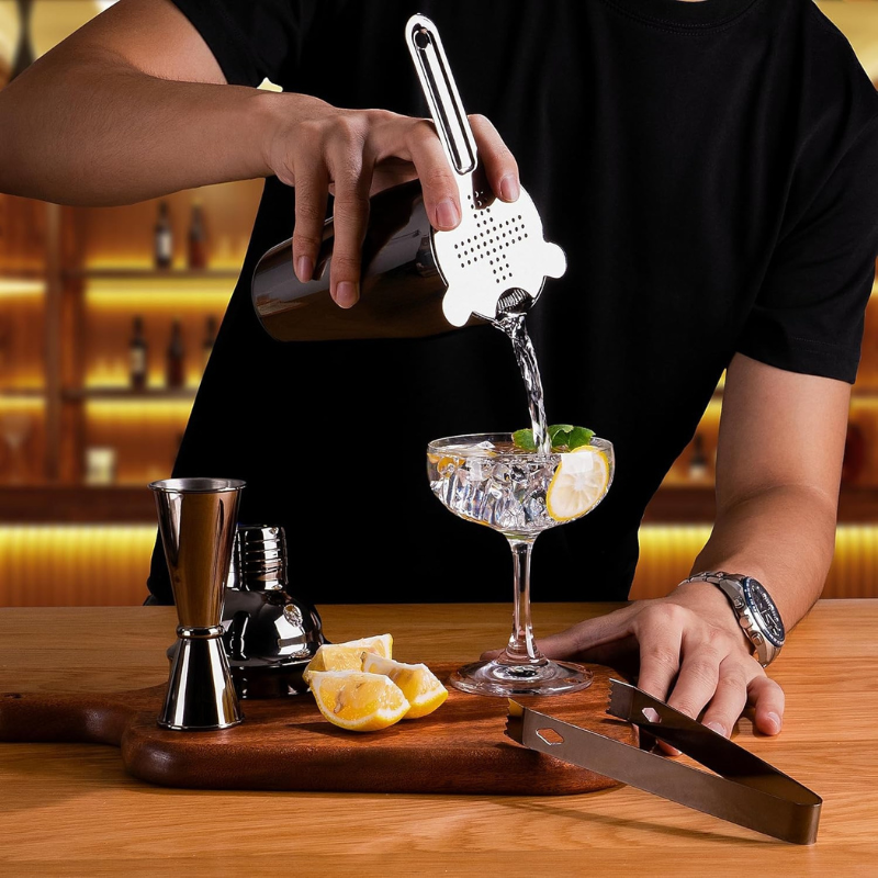 10-Piece Bartender Tool Set Stainless Steel And Recipe Book-Wine and Whiskey Decanter