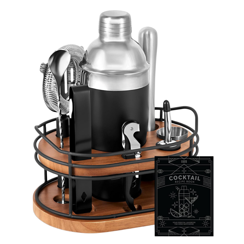 10 Pieces Stylish Design Bartender Kit With Wooden Stand