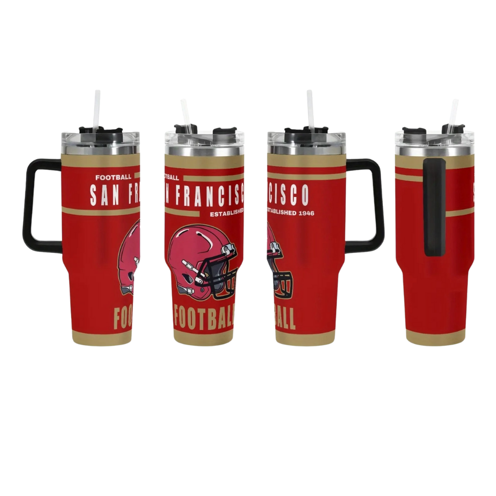 40oz San Francisco 49ers Football Themed Stainless Steel Travel Tumbler