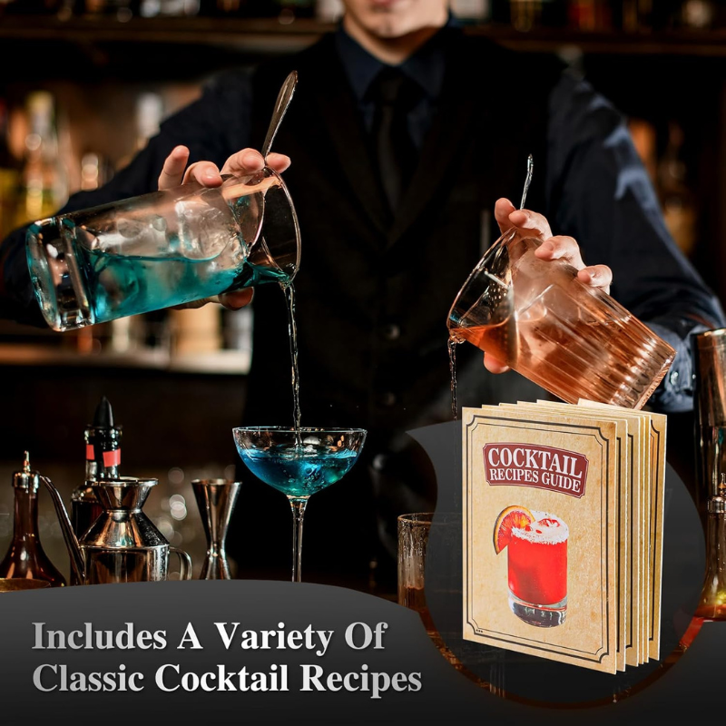 Bartender Tool Set With Bamboo Stand 12 Piece Bar Accessories-Wine and Whiskey Decanter