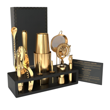 13 Piece Mixology Bartender Kit With Wooden Stand-Wine and Whiskey Decanter