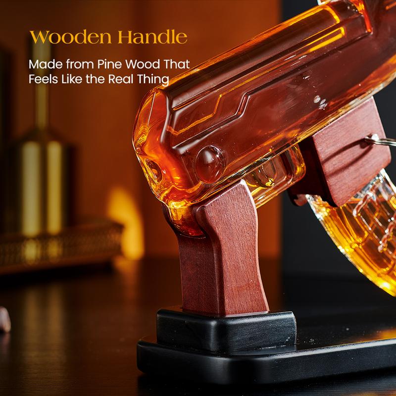 Christmas Gifts for Men Dad, Kollea Whiskey Decanter Sets for Men - Gun Decanter, Detachable Magazine & 2 Bullet Shot Glasses, Liquor Dispenser for Bar, Anniversary Military Alcohol Utensils Present for Brother. Fathersdaygift