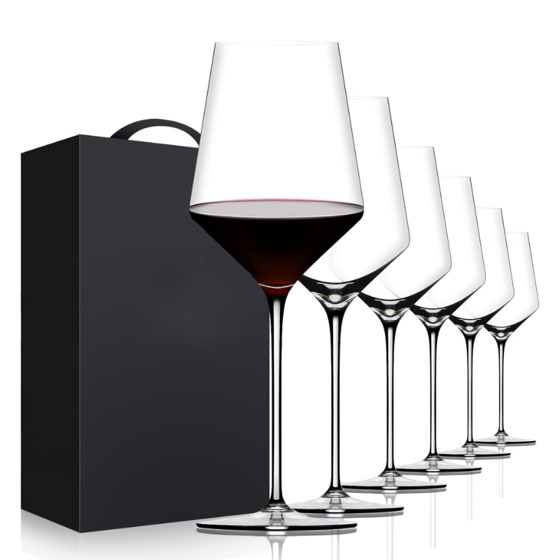 15 oz Crystal Wine Glasses With Long Stem And Thin Rim-Wine and Whiskey Decanter