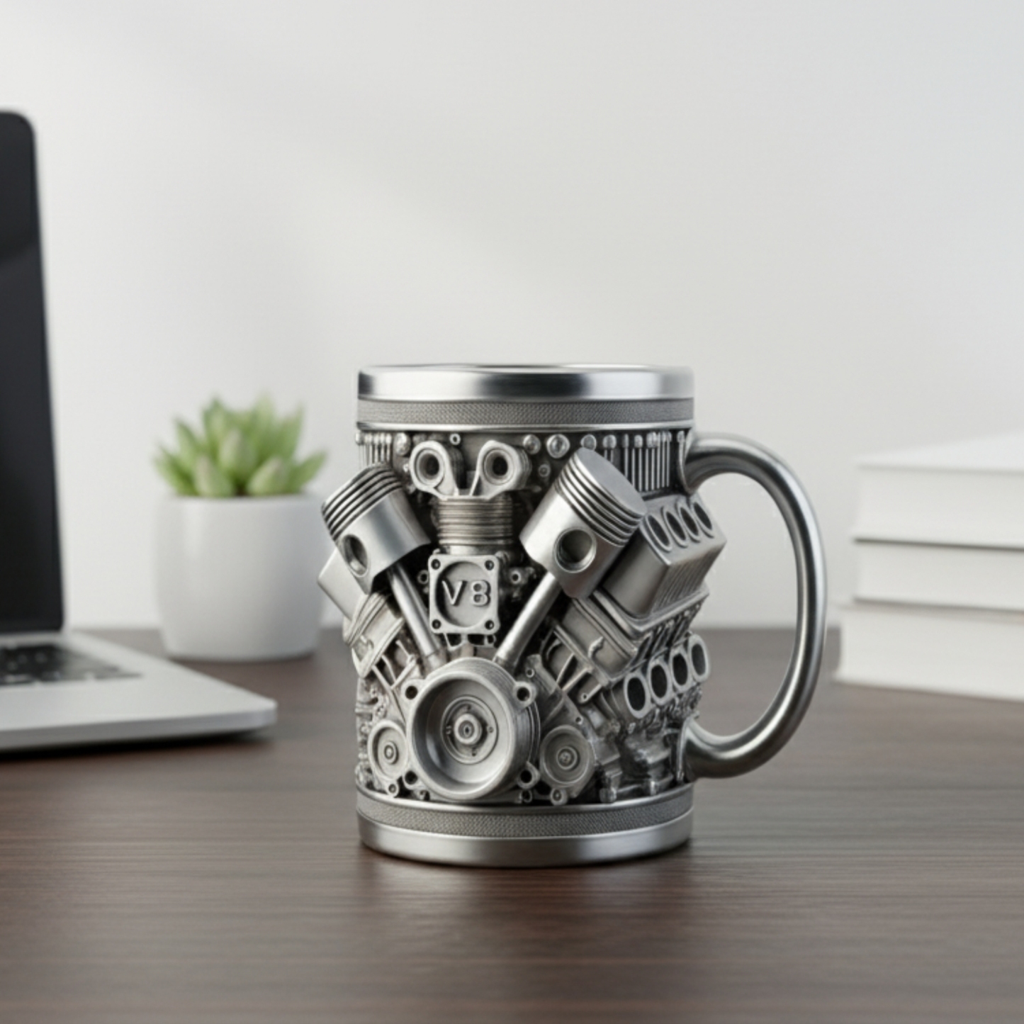 15oz V8 Engine Design Handmade Stainless Steel Mug