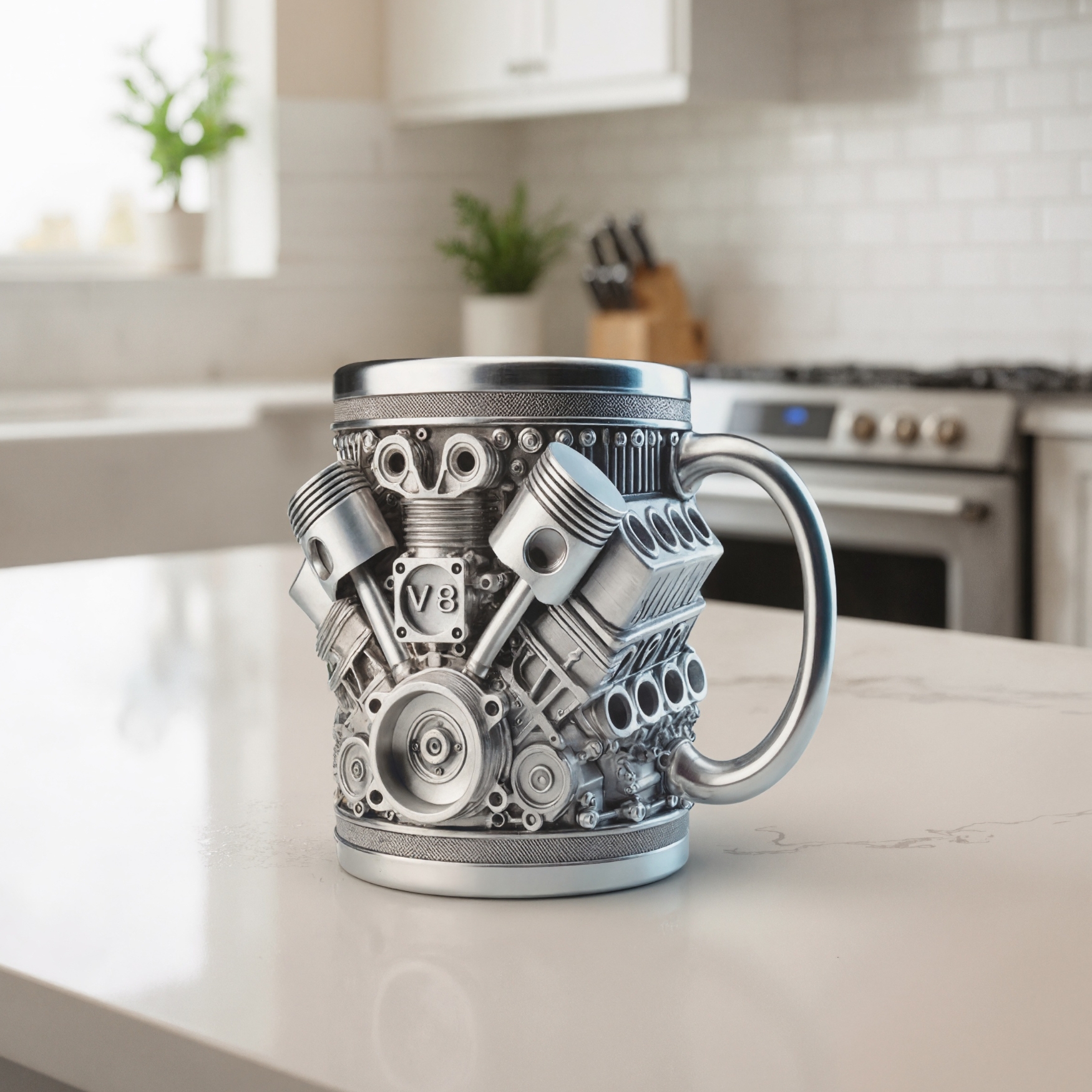 15oz V8 Engine Design Handmade Stainless Steel Mug