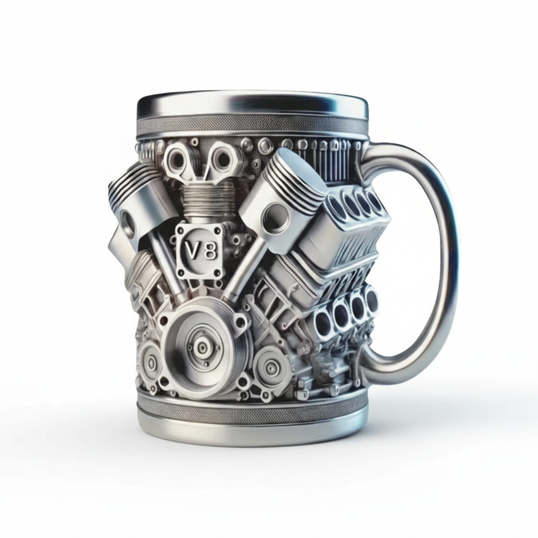 15oz V8 Engine Design Handmade Stainless Steel Mug