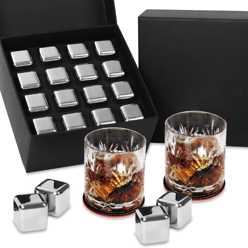 Cube Shape Whiskey Stones With Glasses And Coasters