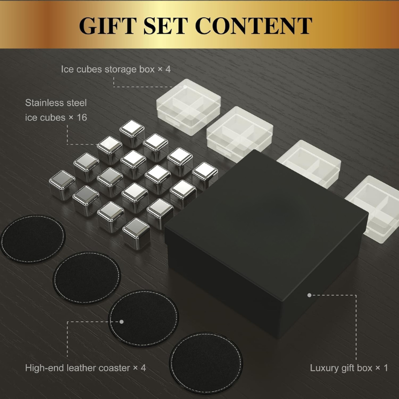 Cube Shape Whiskey Stones With Glasses And Coasters-Wine and Whiskey Decanter