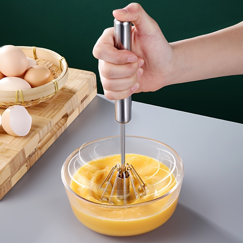 Manual Egg Whisk Blender With Push Design And Stainless Steel