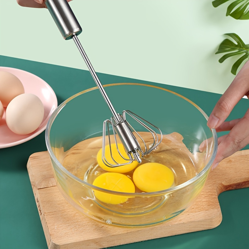 Manual Egg Whisk Blender With Push Design And Stainless Steel