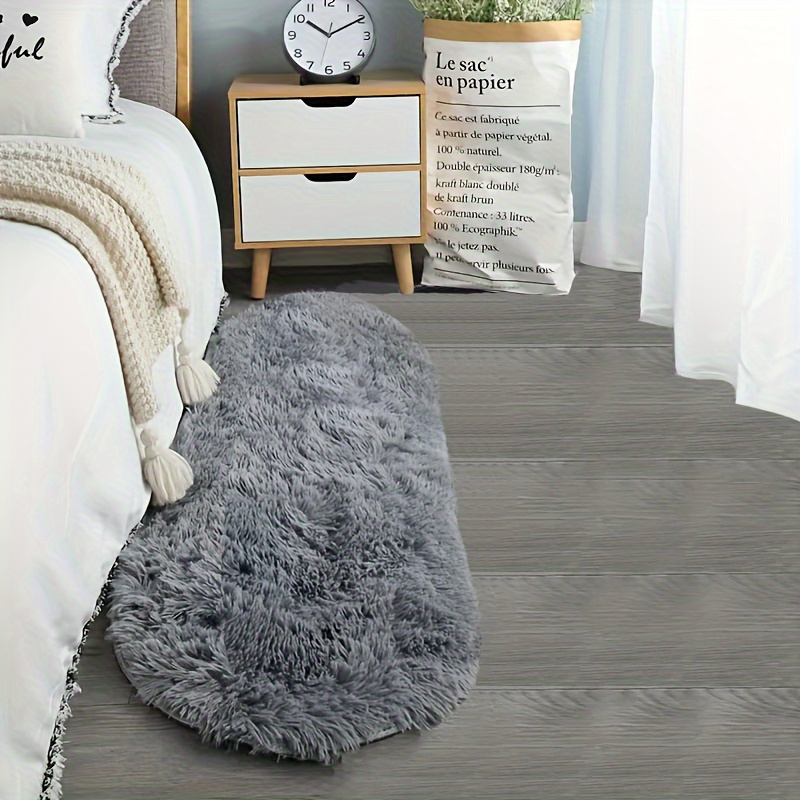 Soft Oval Plush Floor Rug - Non Slip Shaggy Bedroom Area Rug for Living Room Decor
