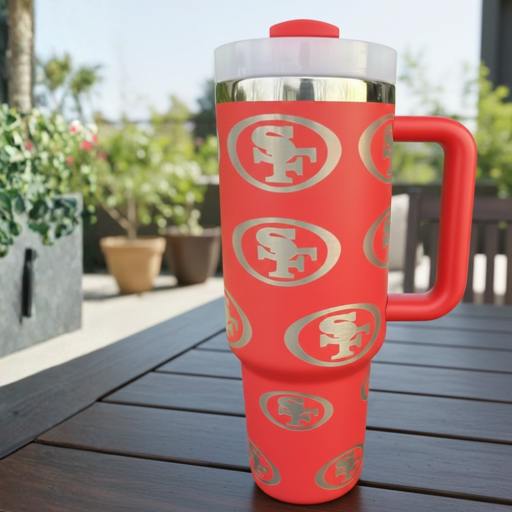 San Francisco 49ers Themed Travel Tumbler With Lid