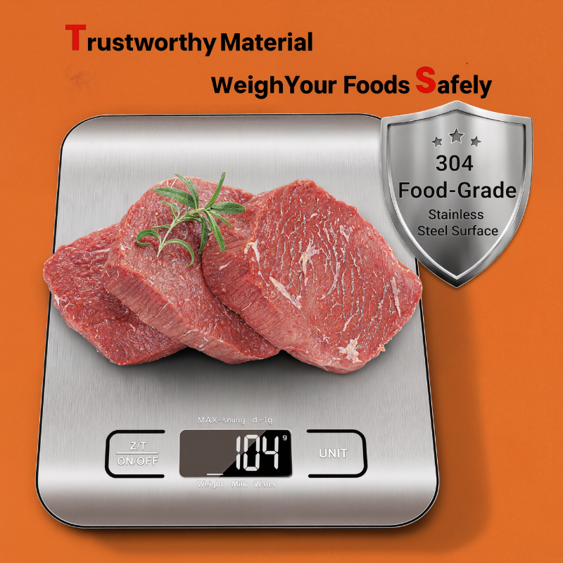 Stainless Steel Digital Kitchen Scale For Baking And Meal Prep