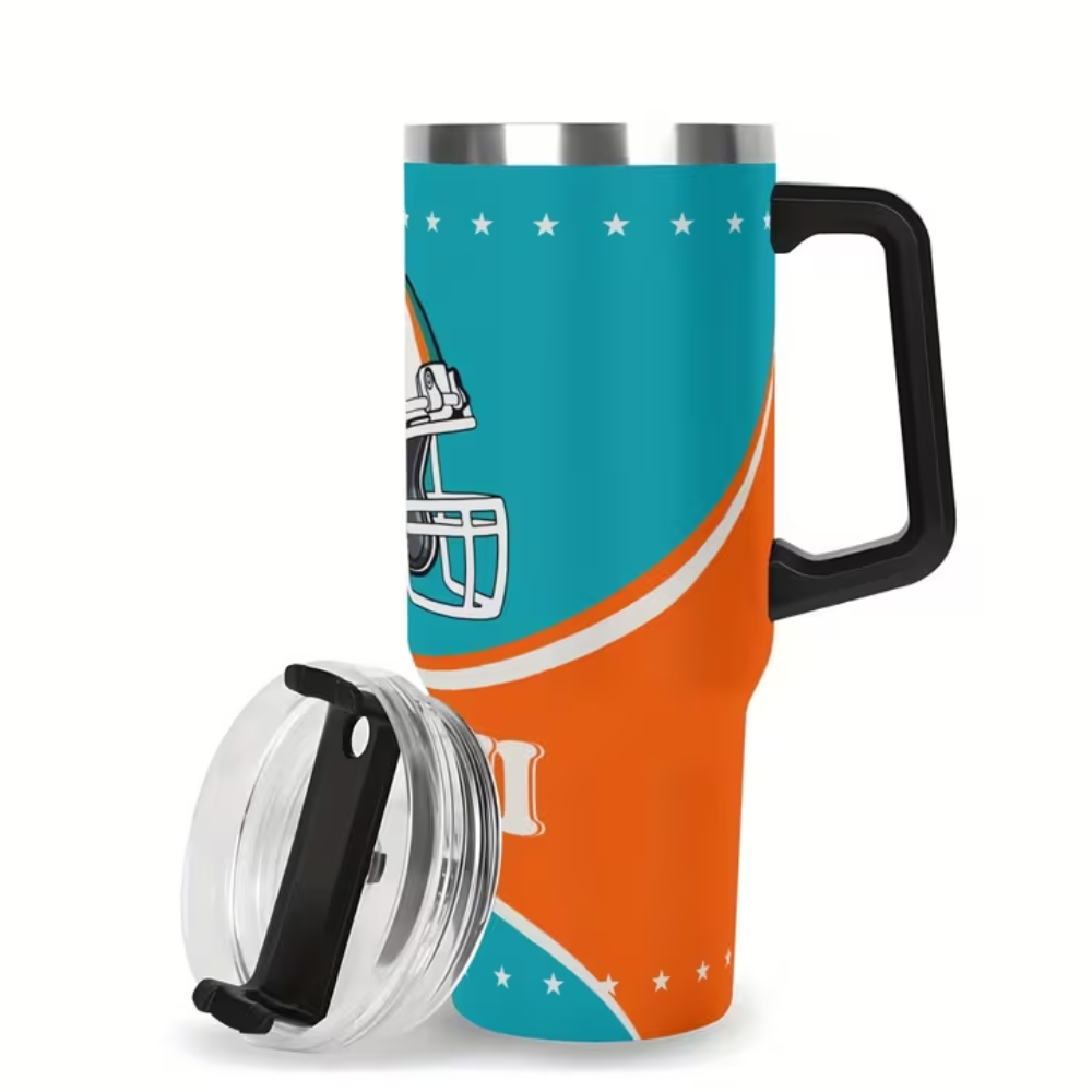 Miami Football 40oz Stainless Steel Insulated Tumbler with Straw