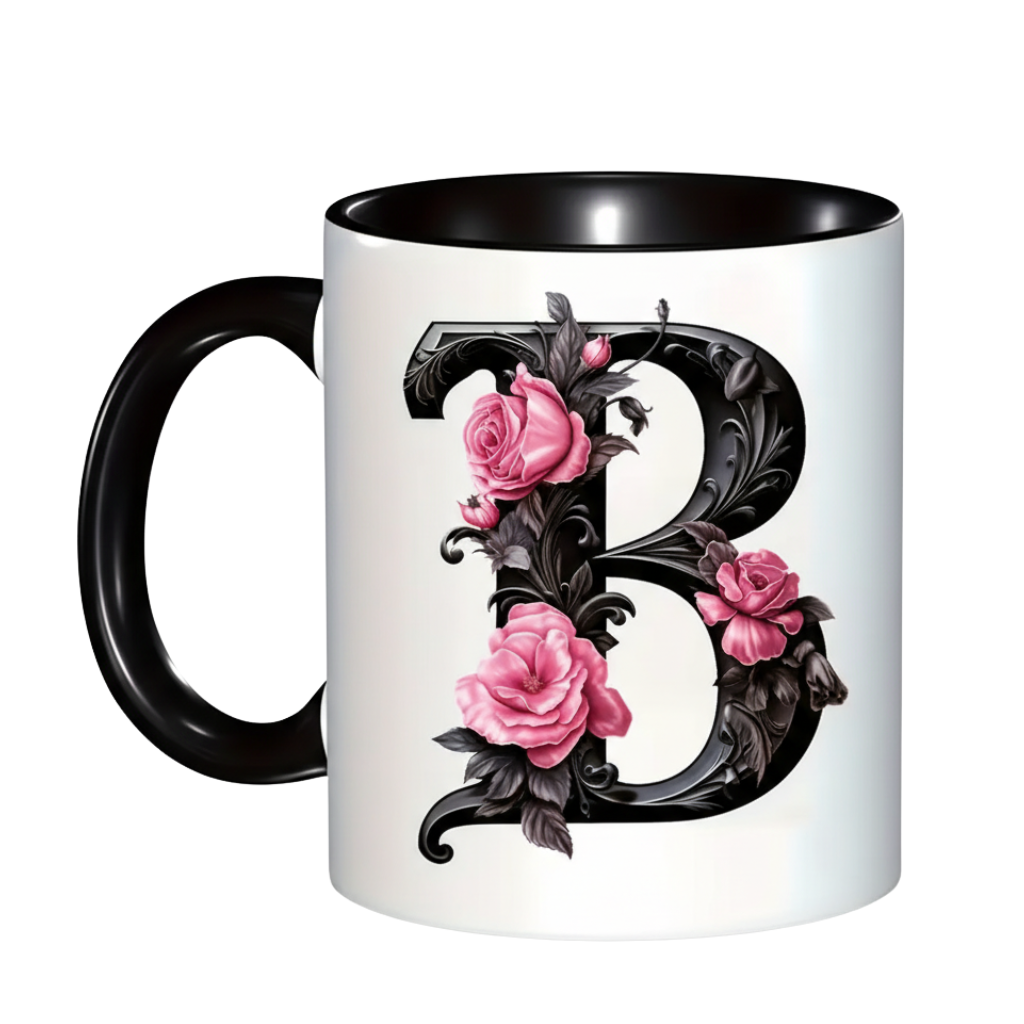 Floral Alphabet Initial Ceramic Mug For Gifting