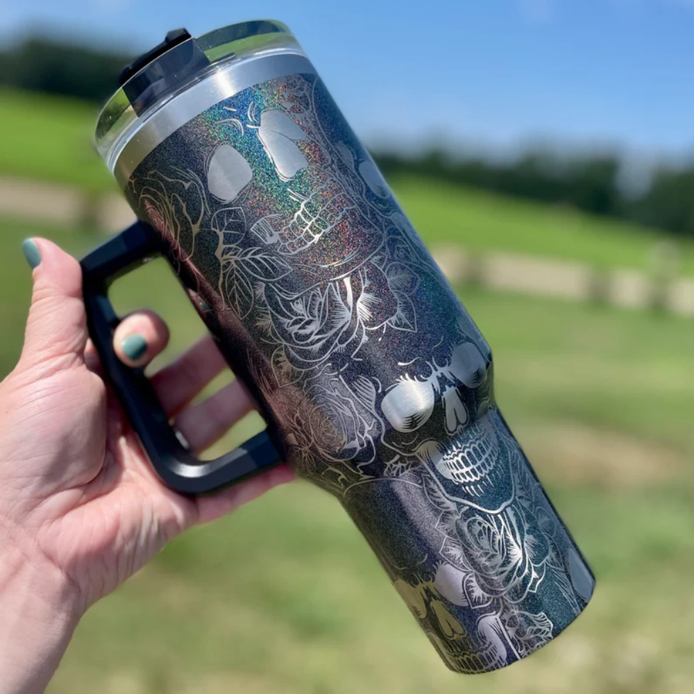 Abstract Roses Printed Tumbler-Wine and Whiskey Decanter