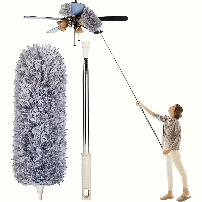 Retractable Ceiling Fan Duster With Bendable Cleaning Brush