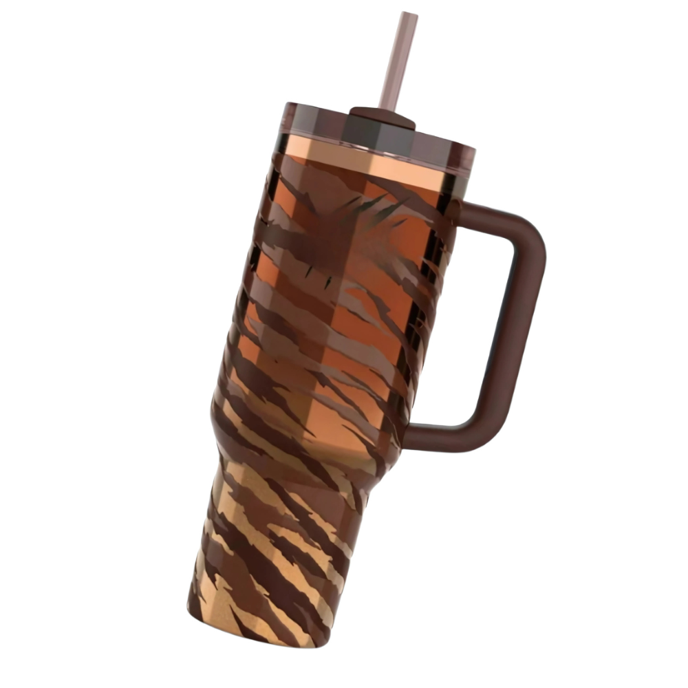 40Oz Striped Insulated Tumbler With Handle And Straw-Wine and Whiskey Decanter