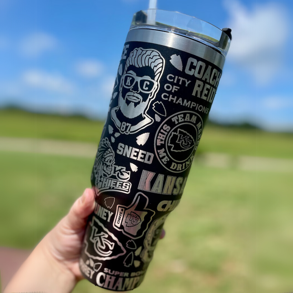 Kansas City Chiefs Tumbler – Double-Wall with Spill-Resistant Lid-Wine and Whiskey Decanter