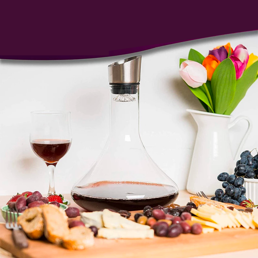 Wine Decanter with Aerator Lead-free Wine Carafe-Wine and Whiskey Decanter