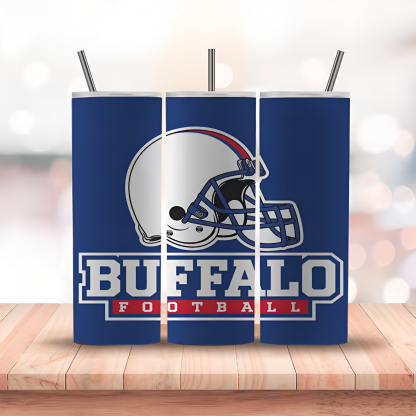 Buffalo Bills Football Themed 20oz Insulated Tumbler With Lid And Straw