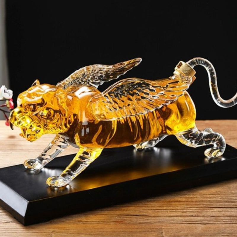 Winged Tiger Glass Decanter