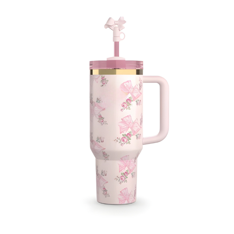 Floral Pattern Insulated Tumbler With Handle-Wine and Whiskey Decanter