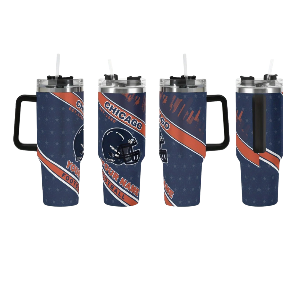 40oz Chicago Bears Football Team Themed Stainless Steel Travel Tumbler