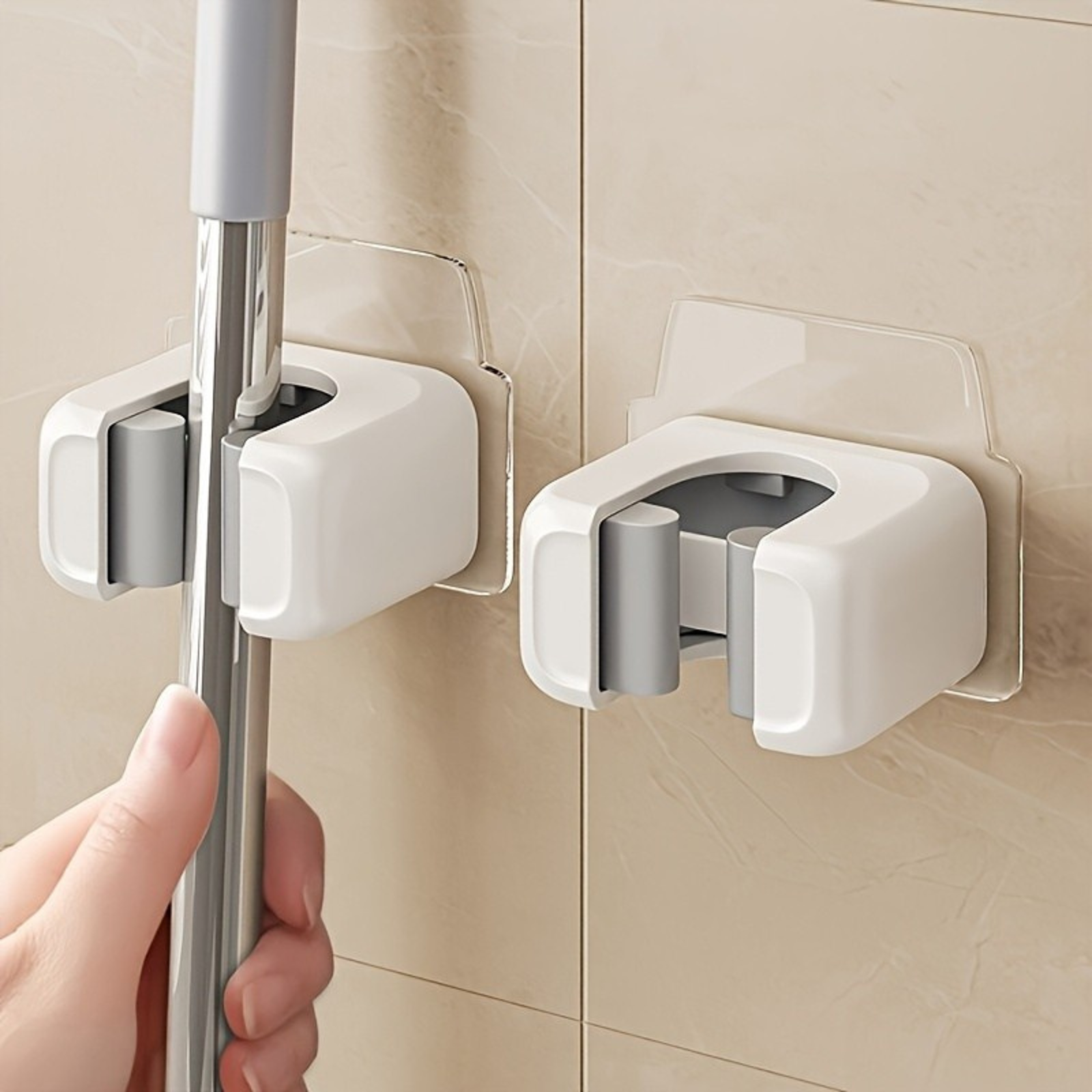 Wall Mounted Mop And Broom Holder With No Drill