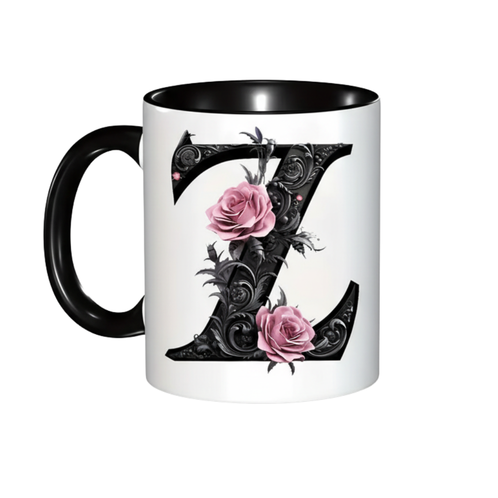 Floral Alphabet Initial Ceramic Mug For Gifting
