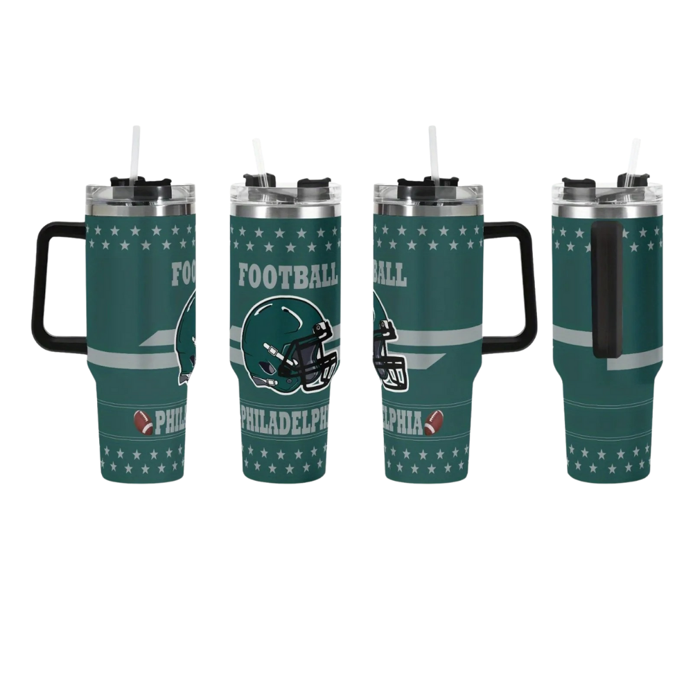 40oz Philadelphia Eagles Football Team Themed Stainless Steel Travel Tumbler