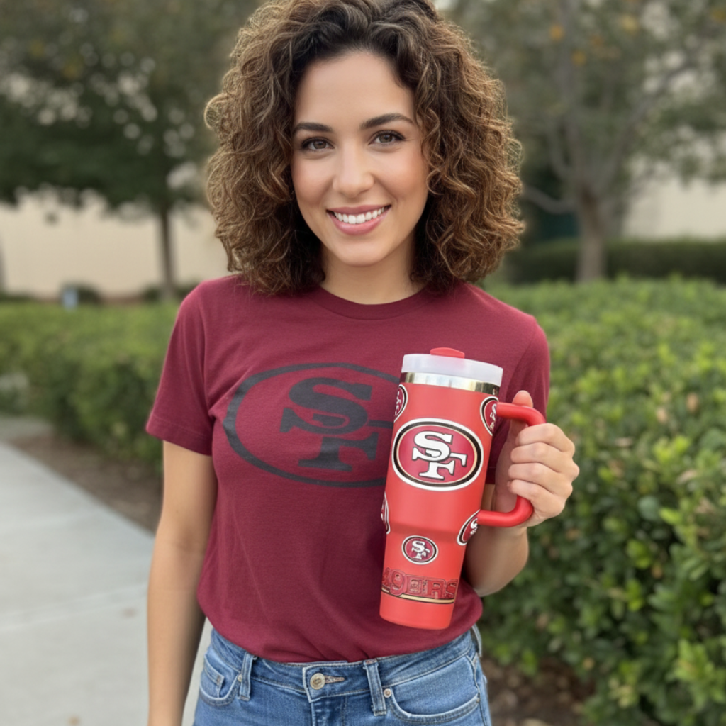 San Francisco 49ers Themed Tumbler With Lid