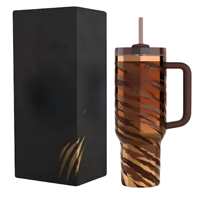 40Oz Striped Insulated Tumbler With Handle And Straw-Wine and Whiskey Decanter
