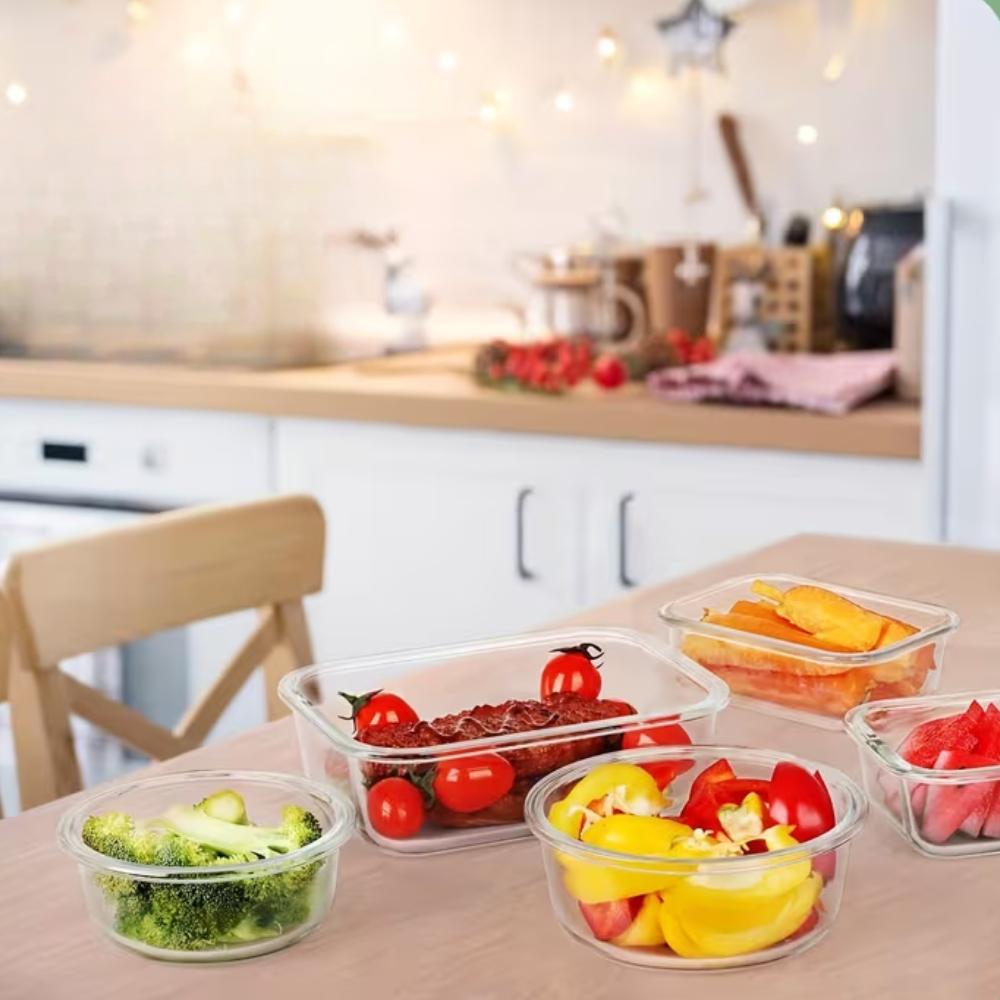 Glass Food Storage Containers 12 Piece Set - Airtight Meal Prep Containers with Lids, Microwave & Oven Safe