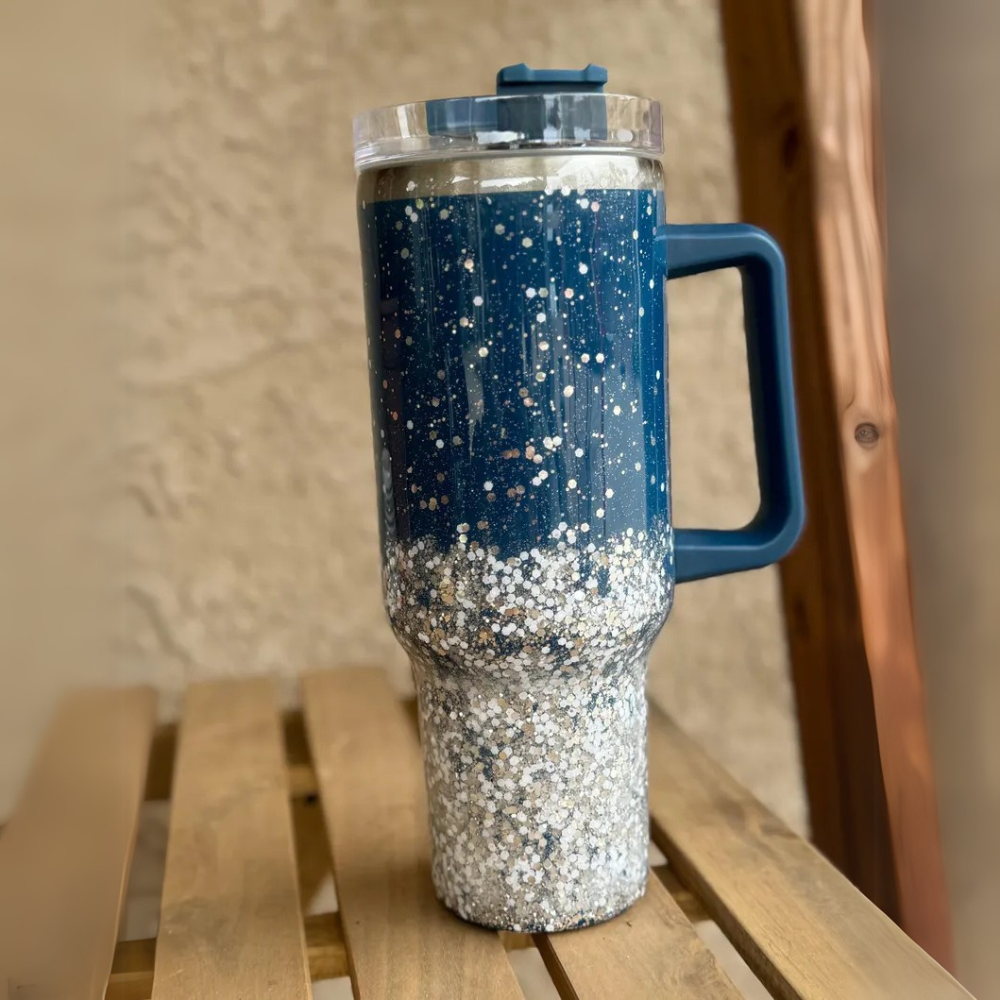 Dallas Cowboys Glitter Insulated Tumbler With Handle-Wine and Whiskey Decanter