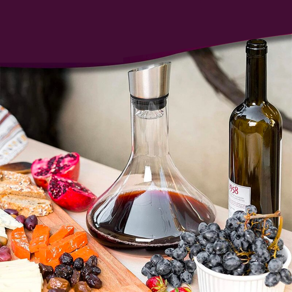 Wine Decanter with Aerator Lead-free Wine Carafe-Wine and Whiskey Decanter